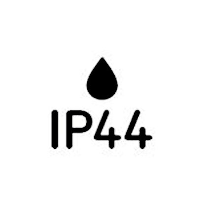 Indice IP44 – protection renforcée contre projections d’eau et poussières