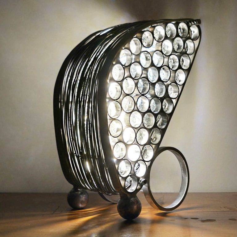 Lampe design en acier brut et LED, création artisanale signée Sype Lamps & Mirrors Studio.