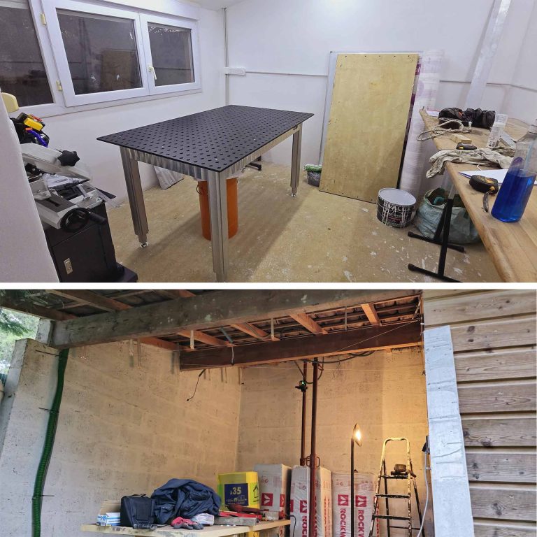 Vie d’atelier – Transformation et extension de l’espace de création Sype. Agrandissement de l’atelier Sype – construction de la nouvelle zone de soudure et d’assemblage.