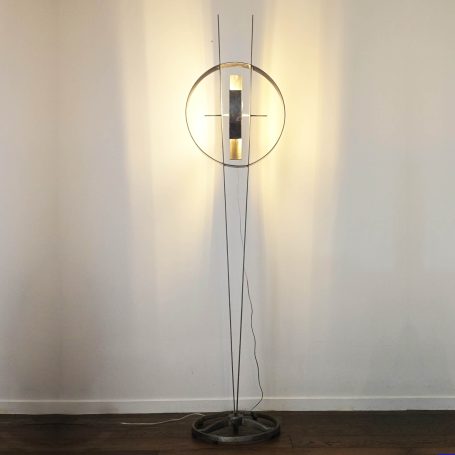 Lampadaire contemporain en acier brut, forme circulaire design Sype 008
